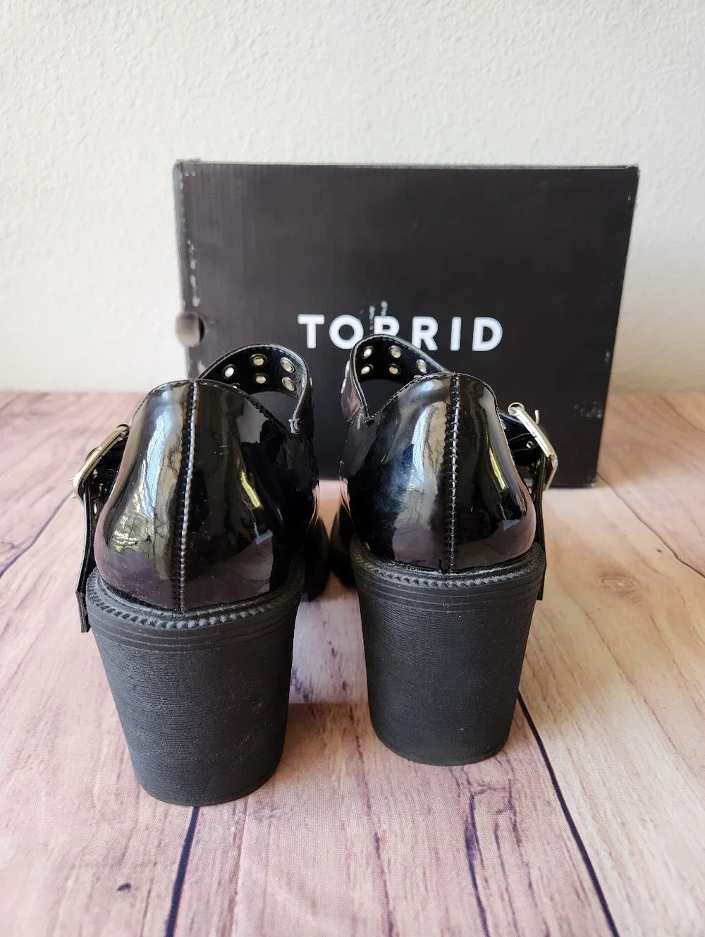 Torrid Women's Black Patent Mary Jane Heels Goth Punk Chunky Shoes 8.5 Y2K